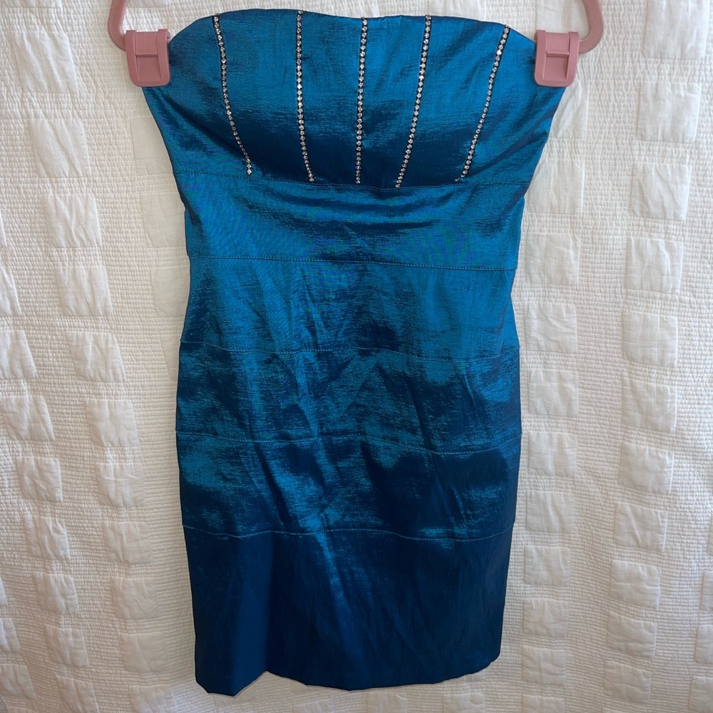 Ynes Blue Strapless Dress, Lg